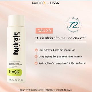 Dầu Xả HASK Coconut Oil Chiết Xuất Dầu Dừa 473ml - Cấp Ẩm Phục Hồi Chuyên Sâu, Giúp Tóc Mềm Mượt Chắc Khoẻ [34158AC]