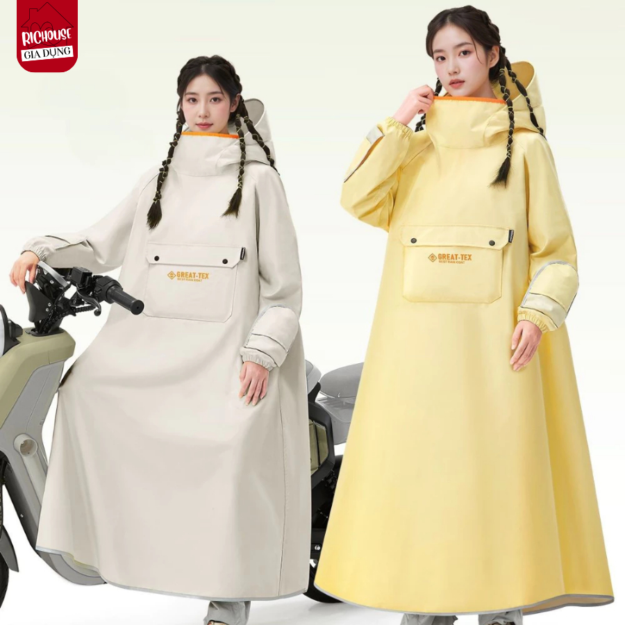 Áo Mưa Cải Tiến 360° Cao Cấp, Áo Mưa Choàng Chống Nước, Có Mũ Che Mặt, Túi Lớn, Đi Xe Máy Tiện Lợi