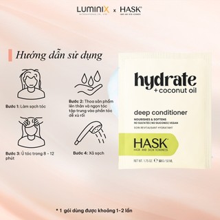 Kem Ủ Tóc HASK Coconut Oil Chiết Xuất Dầu Dừa 50ml - Cấp Ẩm Chuyên Sâu, Phục Hồi Tóc Xơ Nát Gãy,Tăng Độ Đàn Hồi[33308AA]