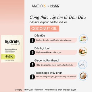 Kem Ủ Tóc HASK Coconut Oil Chiết Xuất Dầu Dừa 50ml - Cấp Ẩm Chuyên Sâu, Phục Hồi Tóc Xơ Nát Gãy,Tăng Độ Đàn Hồi[33308AA]
