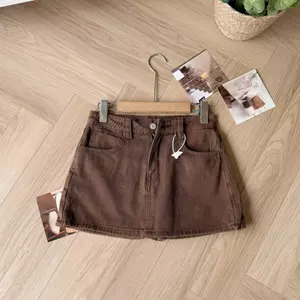 Chân váy jeans EMERY nâu dáng A CV514