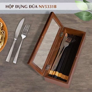 Hộp Đựng Đũa Thìa Muỗng Có Nắp Đậy, Hộp Gỗ Để Đũa Nhà Hàng, Đồ Dùng Nhà Bếp NV5331