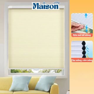 Rèm Cửa Sổ Chống Nắng Xếp Ly 2 Lớp MAISON, Rèm Vải Không Dệt Cách Nhiệt, Dán Tường Không Khoan