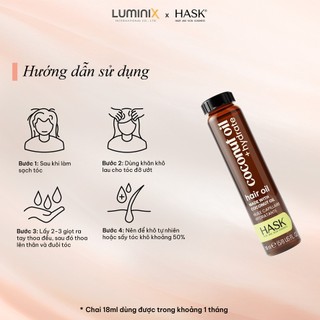Dầu Dưỡng Tóc HASK Coconut Oil Chiết Xuất Dầu Dừa 18ml - Cấp Ẩm Sâu, Tăng Độ Bóng Mượt & Giảm Xơ Rối [32378AA]