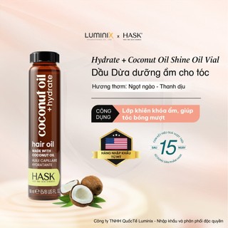 Dầu Dưỡng Tóc HASK Coconut Oil Chiết Xuất Dầu Dừa 18ml - Cấp Ẩm Sâu, Tăng Độ Bóng Mượt & Giảm Xơ Rối [32378AA]