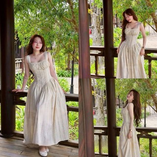 Đầm thời trang nữ phong cách nàng thơ dịu dàng thiết kế maxi dáng xòe mềm mại in hoa chất lụa