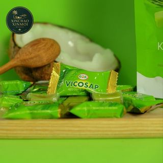 [25.06] Kẹo dừa sáp lá dứa VICOSAP | Đặc sản Trà Vinh (Hộp 100g)