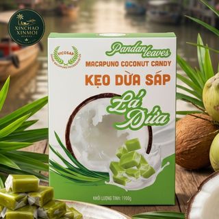 [25.06] Kẹo dừa sáp lá dứa VICOSAP | Đặc sản Trà Vinh (Hộp 100g)