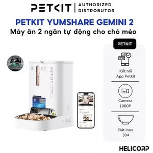Máy Cho Chó Mèo Ăn Tự Động Có Camera Petkit YumShare Gemini 2 - 2 Ngăn, 5L - HeLiCorp