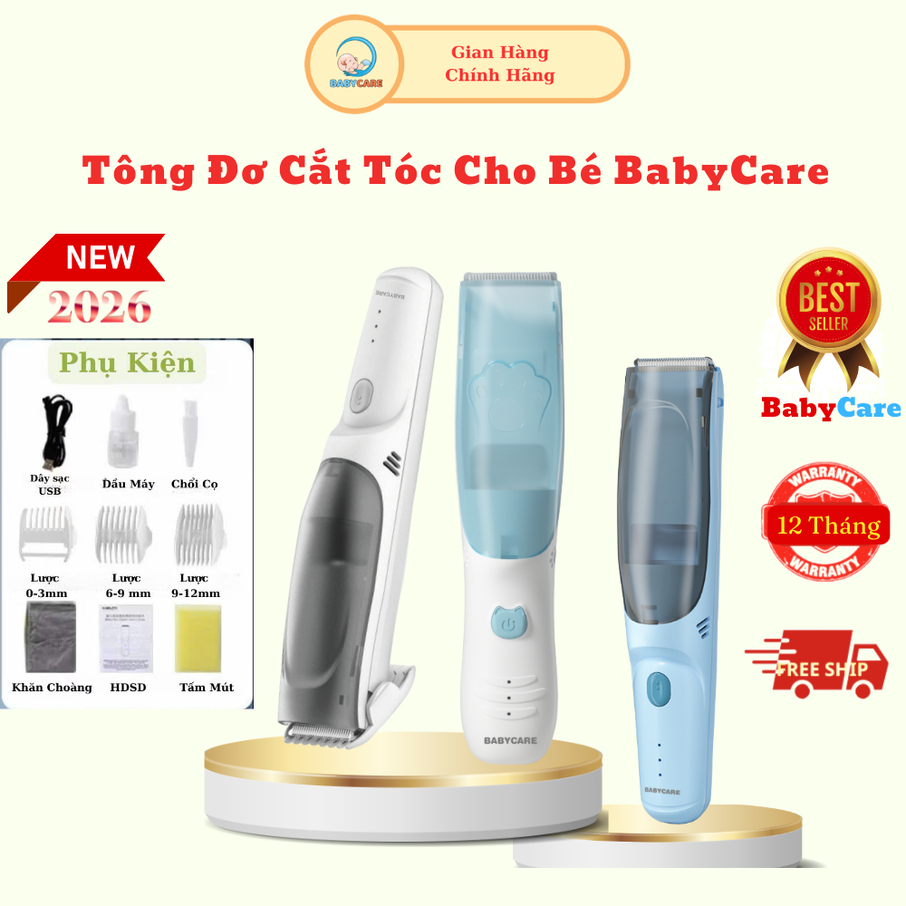 [BẢN MỚI] Tông Đơ Cắt Tóc Cho Bé BabyCare, Tông Đơ Cắt Tóc Cao Cấp Cho Bé Và Gia Đình Có Động Cơ Kép Lực Hút Tóc Mạnh