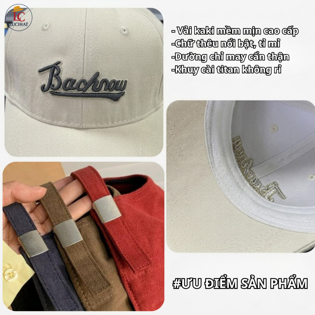 Mũ lưỡi trai nam nữ Bachnow form mềm, nón lưỡi trai vải cotton dày dặn, size to phù hợp nam nữ
