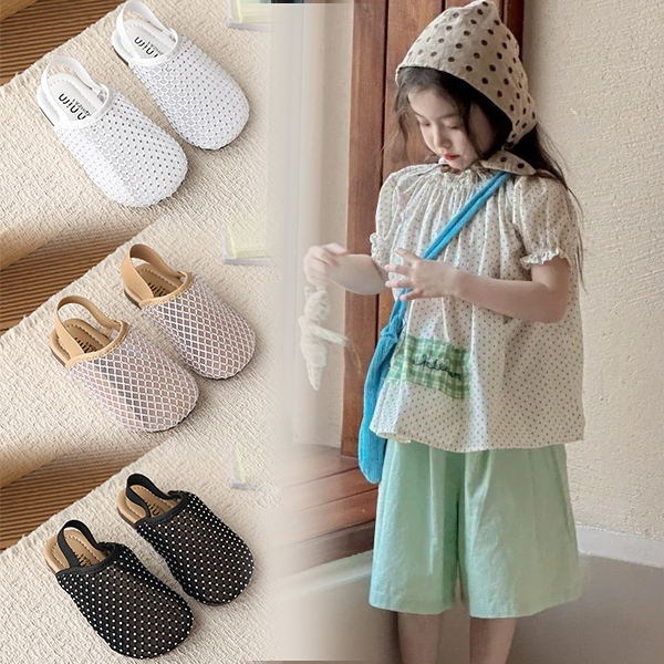 BellaNeman Giày bé gái lưới đính đá, đế mềm thoáng mát, đi học đi chơi mùa hè