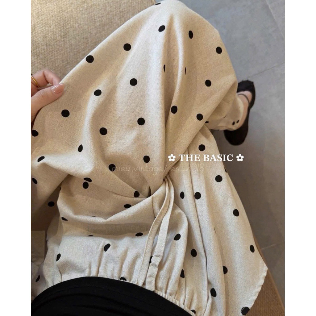 [𝐒𝐮𝐙𝐲] Quần Xuông Chấm Bi Chất Linen Me.Studio QCCC (Dài 96 Rộng 35cm)