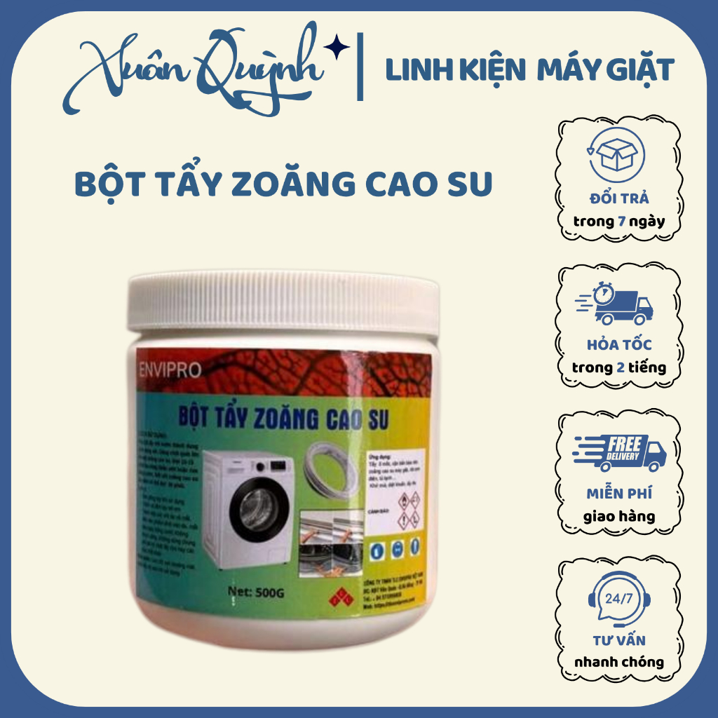 Bột tẩy roăng, zoăng, ron cao su - Dùng cho tẩy vệ sinh máy giặt, tủ lạnh