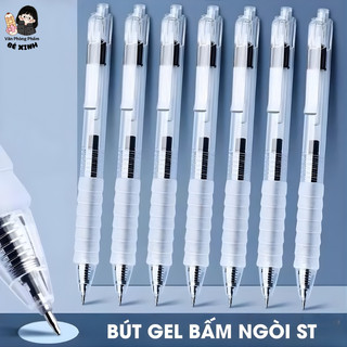 Bút Gel Bấm ST 0.5mm Set 2/12 Cây – Mực Nước Viết Trơn Êm, Nét Đều Không Lem, Dùng Cho Học Sinh Văn Phòng