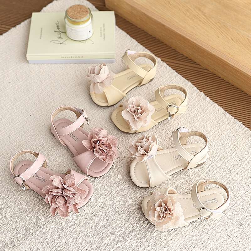 BellaNeman Giày sandal bé gái hoa hồng, đế mềm chống trượt, đi học đi chơi mùa hè