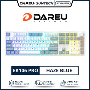 Bàn Phím Cơ DareU EK106 Pro Haze Blue - 3 Mode Kết Nối, Gasket Mount, Layout Full-Size 104 Phím, LED RGB