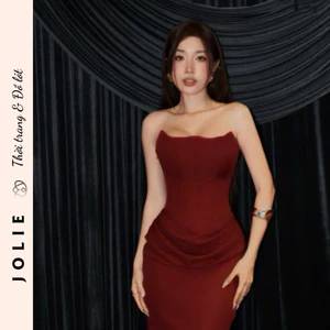 Váy Cup Ngực Dáng Corset Phối Xếp Ly Hông Sang Trọng Jolie