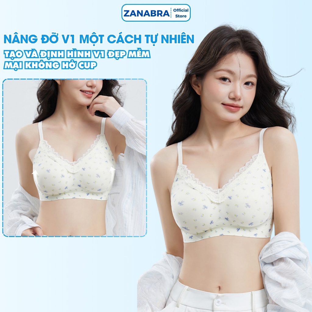 [ MỚI 2026 ] Áo Ngực Không Gọng Đúc Su Phối Ren Dễ Thương, Áo Lót Mút Mỏng 1.5Cm Nâng Ngực Tự Nhiên ZANABRA A1846