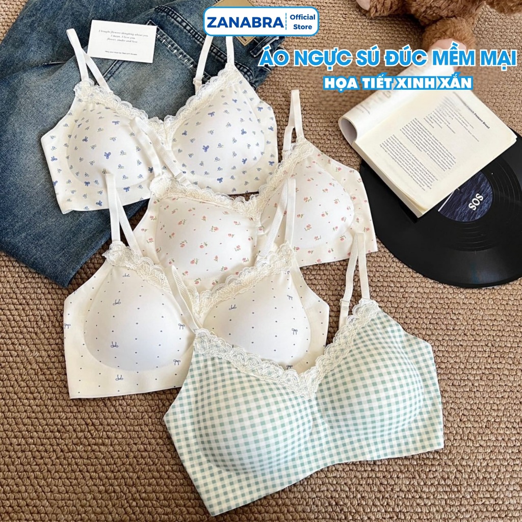 [ MỚI 2026 ] Áo Ngực Không Gọng Đúc Su Phối Ren Dễ Thương, Áo Lót Mút Mỏng 1.5Cm Nâng Ngực Tự Nhiên ZANABRA A1846