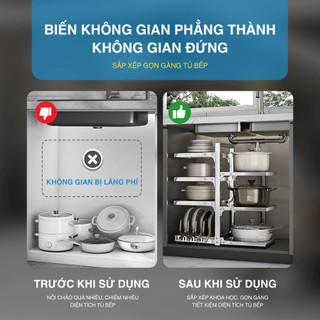 LOADNIX Kệ để xoong nồi inox 304 Đa Năng Nhiều Tầng Kệ Bếp Để Xoong Nồi Chống Gỉ Bền Bỉ