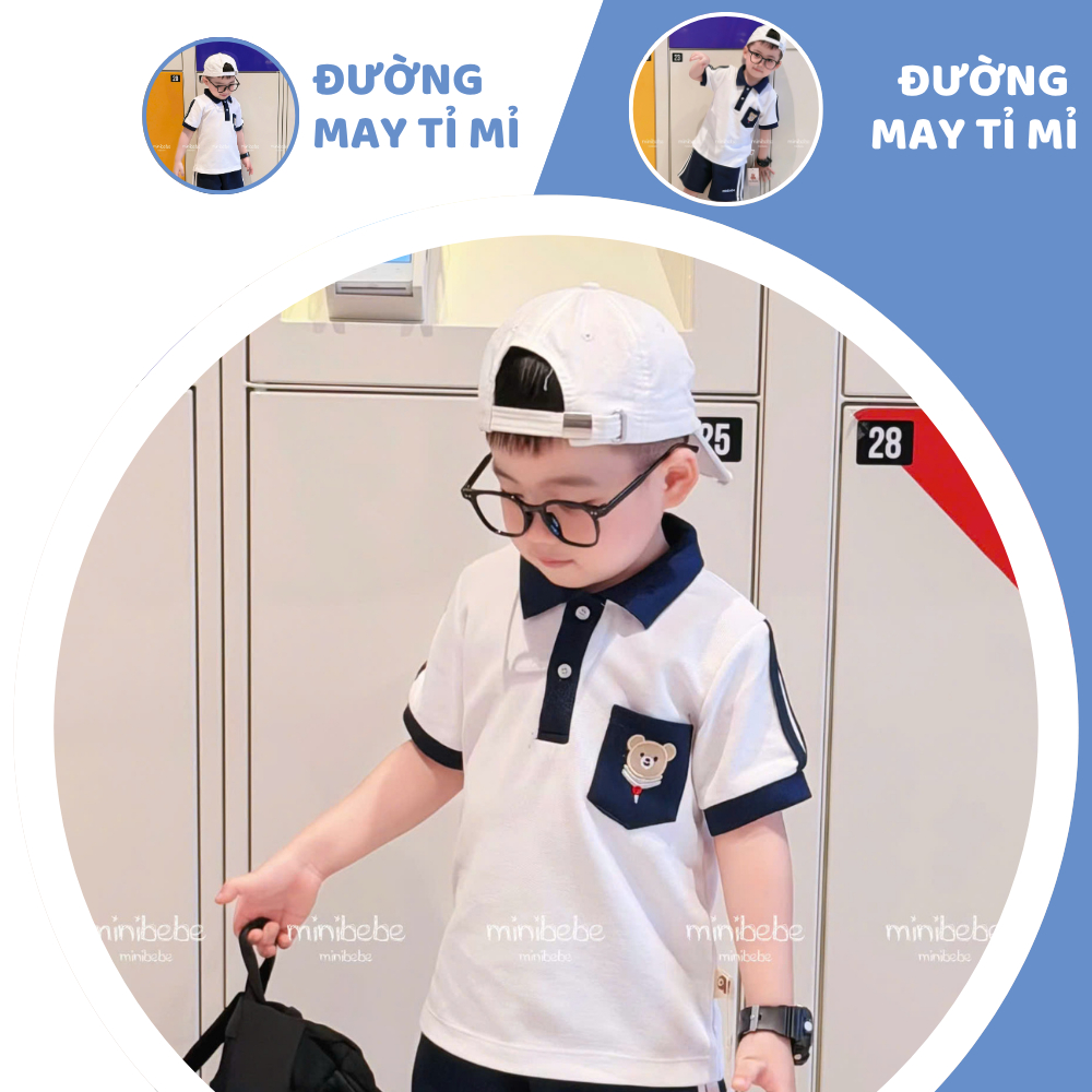 [À ƠI SHOP] A88- bộ polo 2 cúc túi thêu mặt gấu cười- a117.1800