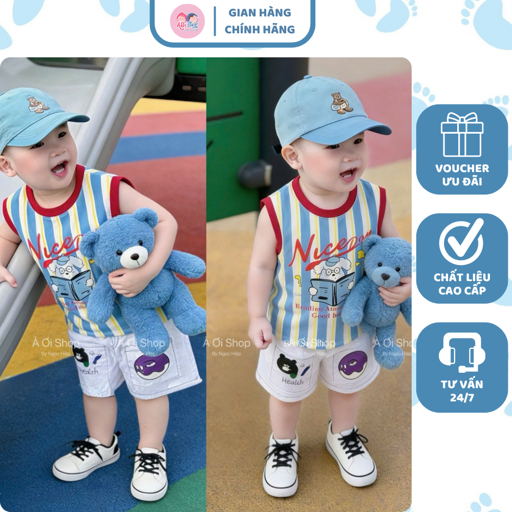 [À ƠI SHOP] C31- bộ ba lỗ chó đọc sách nice day - a201.633