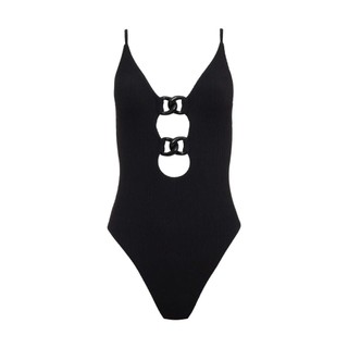 Bộ bơi 1 mảnh, bikini liền thân đi biển nữ sexy, màu đen gân kết hợp khoen tròn sang chảnh sẵn đệm ngực hàng VNXK