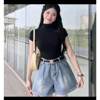 [Mẫu Mới 2026]Quần short jeans nữ cạp trước khoá sau chun mặc thoải mái- không kèm đai