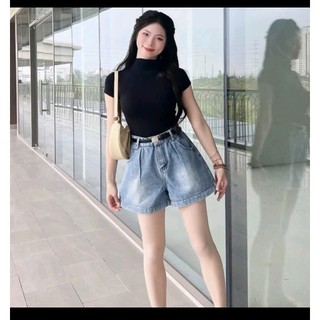[Mẫu Mới 2026]Quần short jeans nữ cạp trước khoá sau chun mặc thoải mái- không kèm đai