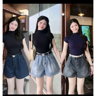 [Mẫu Mới 2026]Quần short jeans nữ cạp trước khoá sau chun mặc thoải mái- không kèm đai