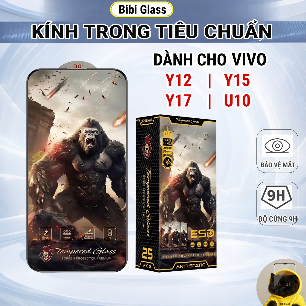 Kính cường lực Vivo Y12 / Y15 / Y17 / U10 cao cấp full màn trong suốt bảo vệ màn hình điện thoại bibi