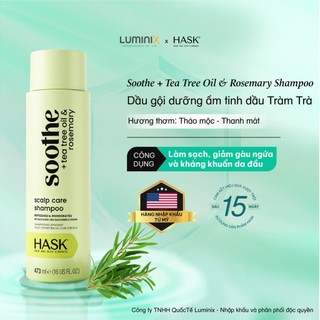 Dầu Gội HASK Tea Tree Oil+Rosemarry Chiết Xuất Tràm Trà, Hương Thảo 473ml-Làm Sạch, Kháng Khuẩn, Giảm Gàu Ngứa[34141AC]