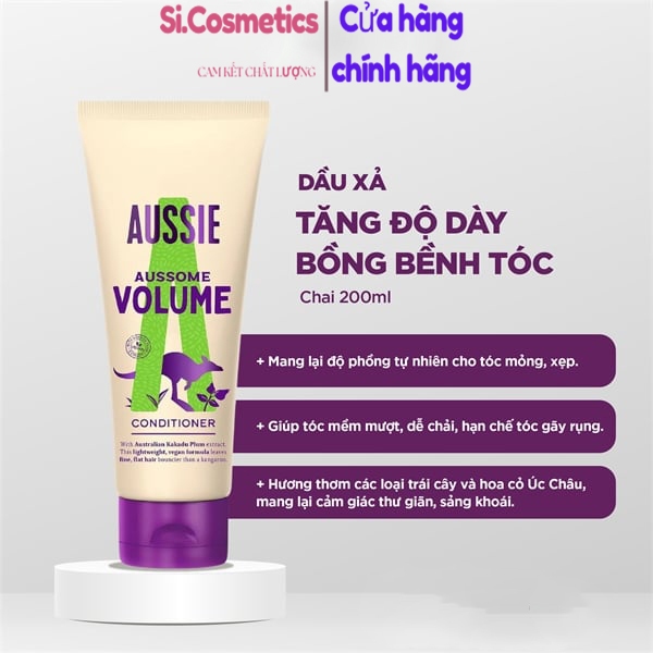 Dầu xả thuần chay Aussie, dưỡng tóc ẩm mượt và bồng bềnh 200ml - Châu Âu