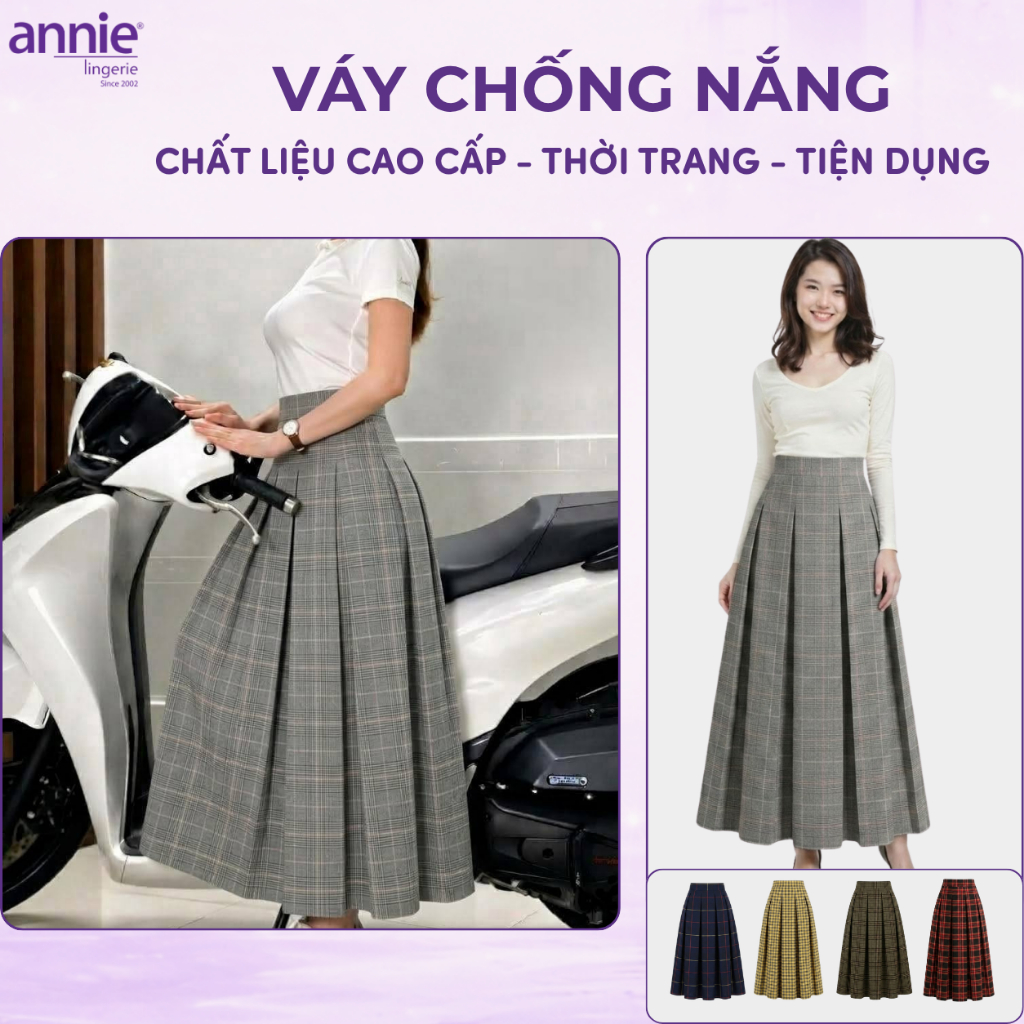 Váy Chống Nắng Cho Nữ annie Chất Cotton Dày Dặn, Quây Chống Nắng Chống Tia UV Che Nắng Toàn Diện Đi Xe Máy