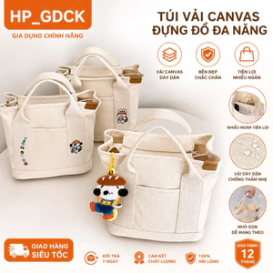 Túi Canvas Mini Đựng Đồ Đa Năng HP_GDCK | Túi Vải Dày Dặn Nhiều Ngăn, Túi Đựng Mỹ Phẩm, Đi Chơi Tiện Lợi