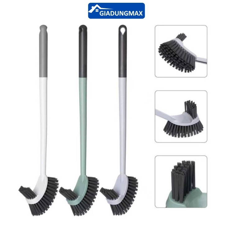 Cọ Bồn Cầu 2 Đầu Thông Minh Cán Dài Inox Không Gỉ Cao Cấp - Chổi Cọ Toilet Chà Sạch Mọi Ngóc Ngách