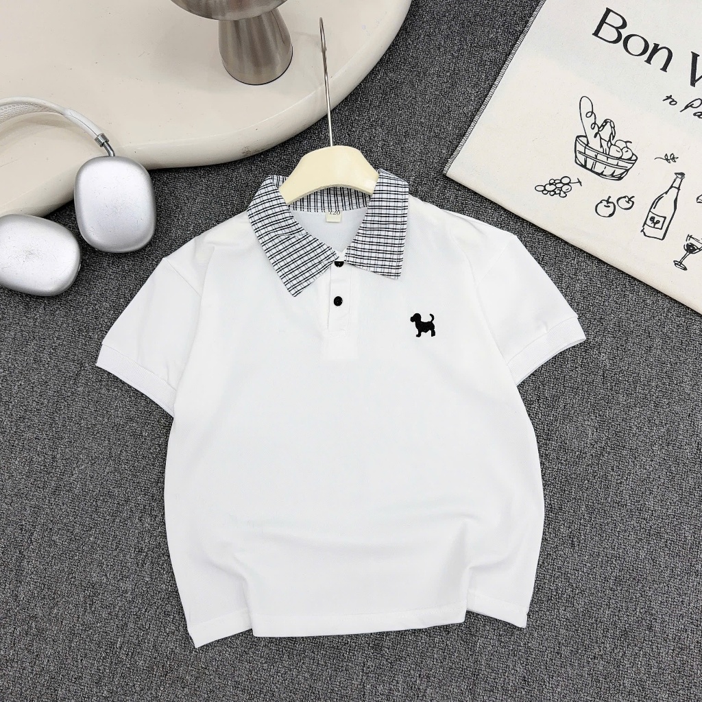 Áo Polo Cộc Tay CAO CẤP Cho bé trai từ 17-60kg Chất Cá sấu Xịn in HÌNH CÚN Co Giãn 4 Chiều Mềm Mại
