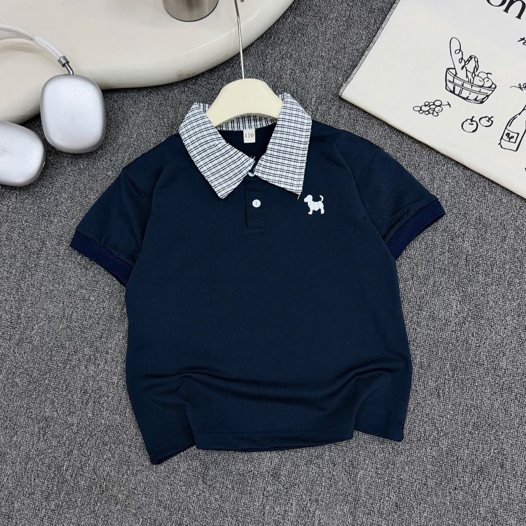 Áo Polo Cộc Tay CAO CẤP Cho bé trai từ 17-60kg Chất Cá sấu Xịn in HÌNH CÚN Co Giãn 4 Chiều Mềm Mại