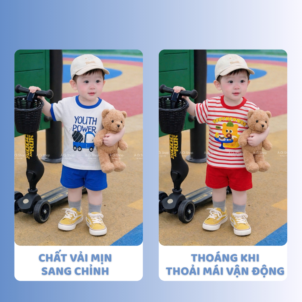 [À ƠI SHOP] A15- set 2 bộ cộc gấu ăn bánh youth power- a100.354