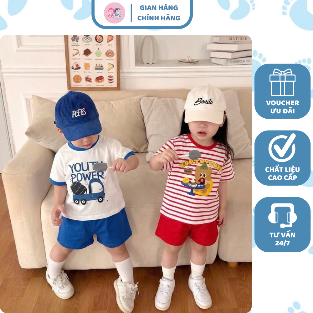 [À ƠI SHOP] A15- set 2 bộ cộc gấu ăn bánh youth power- a100.354