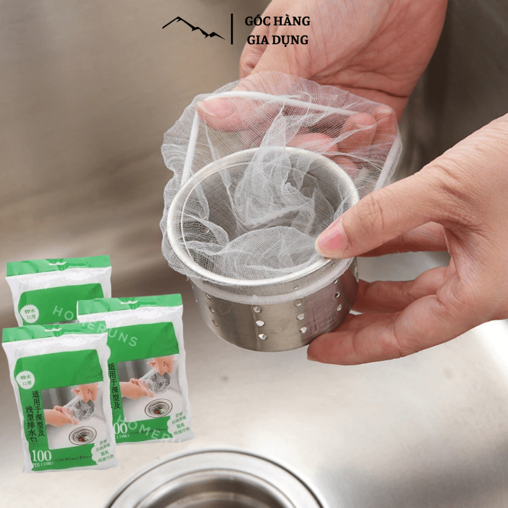 [Đơn 85k Nhận Quà] Túi lọc rác bồn rửa chén bát túi lưới lọc rác rửa bát co giãn có dây chun tự phân hủy
