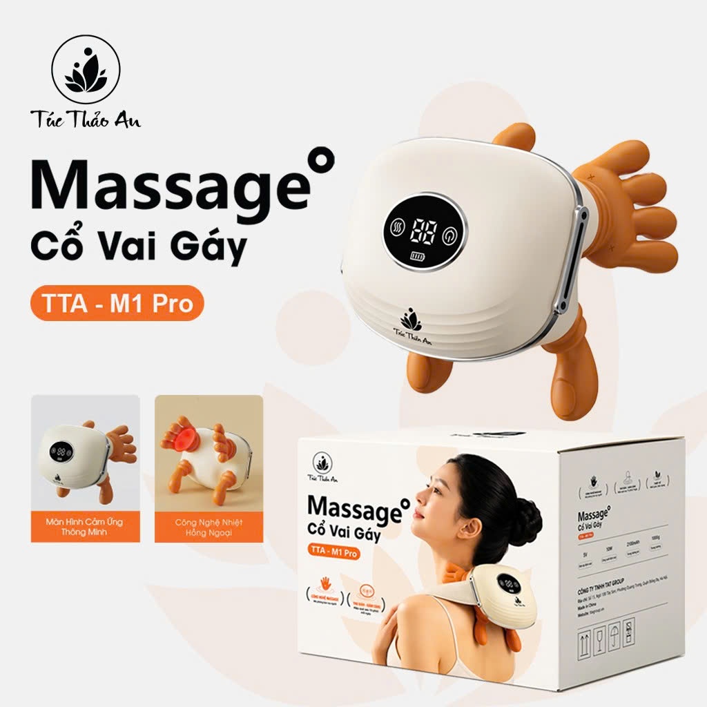 Máy Massage Bàn Tay Túc Thảo An Chườm Nóng Hồng Ngoại Massage Cổ Vai Gáy Pin Trâu Bảo Hành 24 Tháng