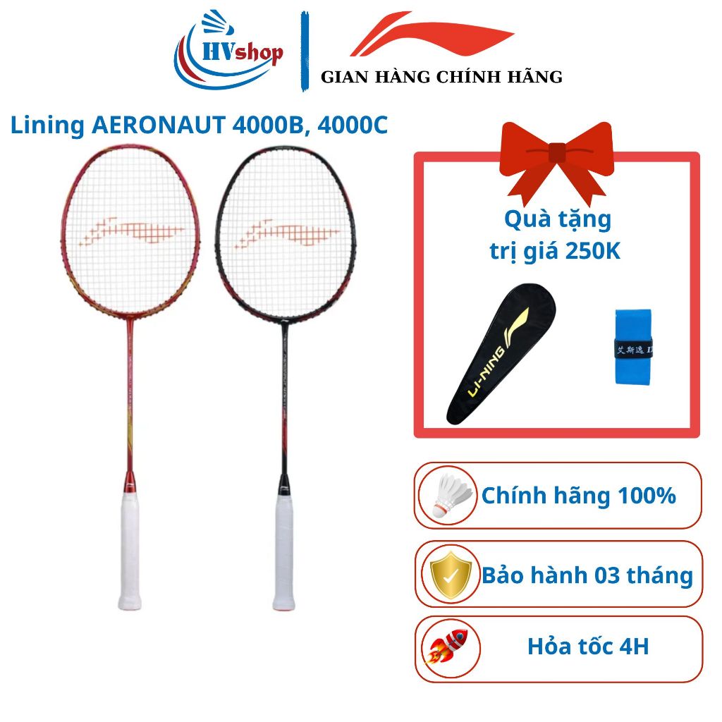 Vợt cầu lông Lining Aeranaut 4000B, 4000C chính hãng, CHỈ KHUNG VỢT, kèm nhiều quà tặng hấp dẫn - HVShop
