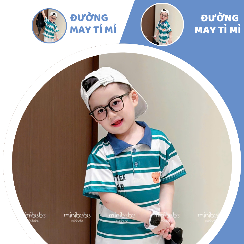 [À ƠI SHOP] A19- bộ polo sọc gấu butter bear - a117.1798