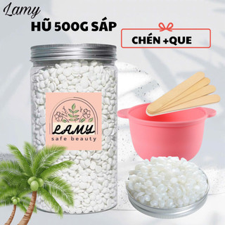 Hũ 500g Tặng chén+que sáp wax lông nóng tại nhà, dừa coconut dẻo thơm  an toàn cho mọi vùng da