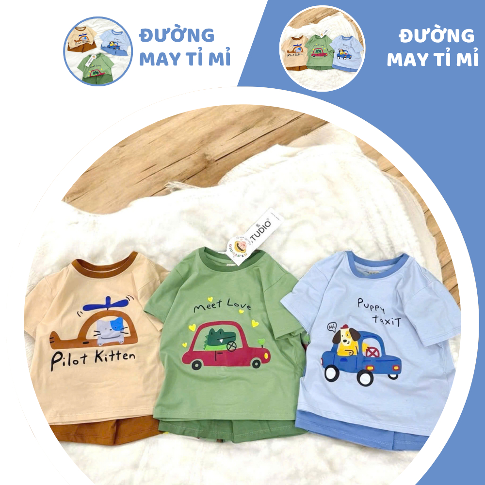 [À ƠI SHOP] A16- set 3 bộ cộc cá sấu đi ô tô meet love - a100.356