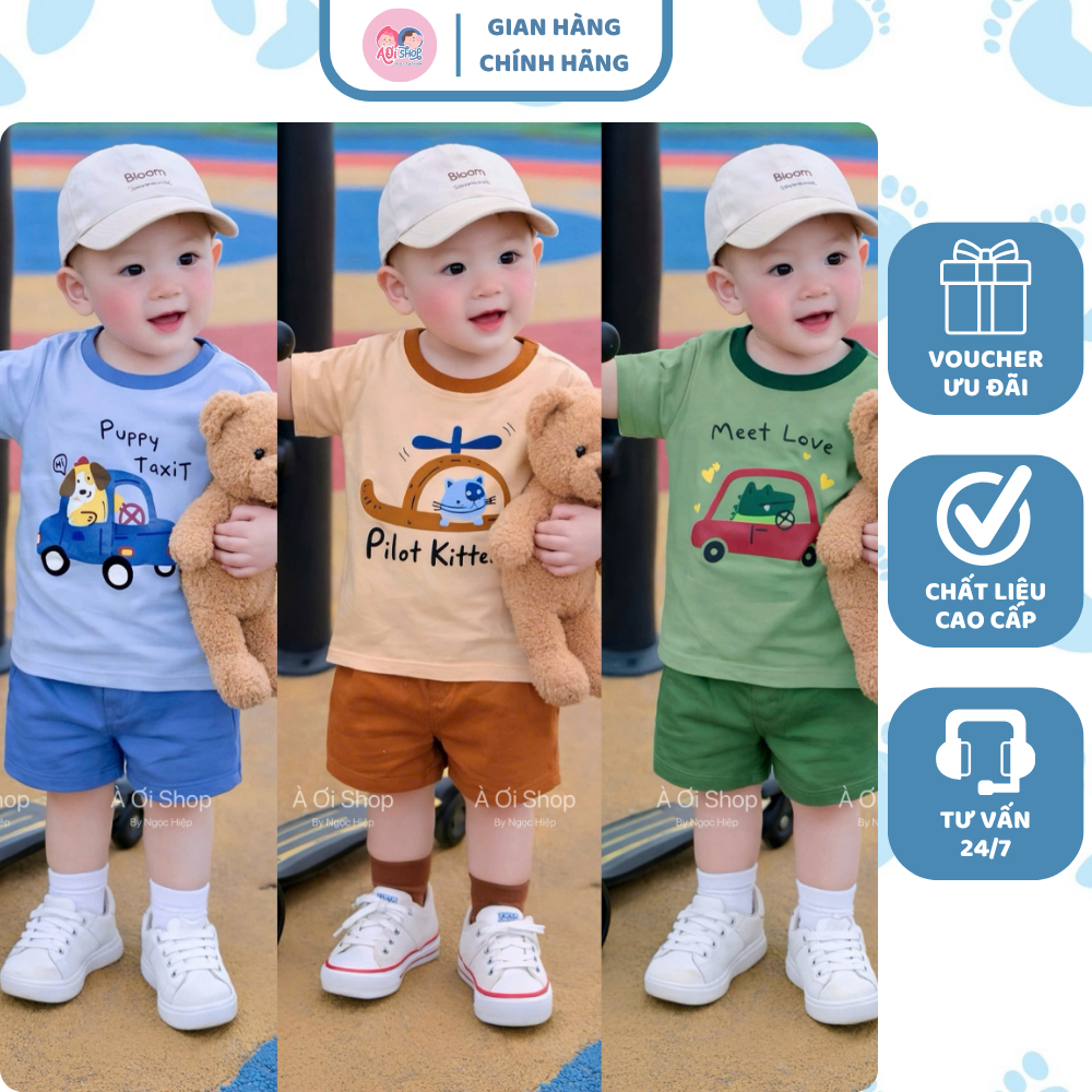 [À ƠI SHOP] A16- set 3 bộ cộc cá sấu đi ô tô meet love - a100.356