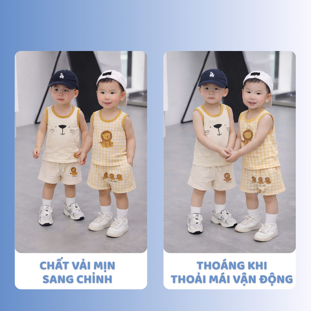 [À ƠI SHOP] A28- set 2 bộ ba lỗ sư tử caro và mèo - a100.358