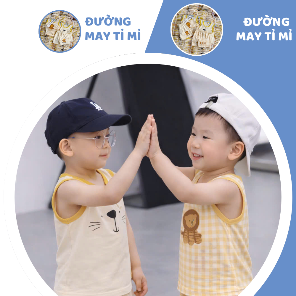 [À ƠI SHOP] A28- set 2 bộ ba lỗ sư tử caro và mèo - a100.358